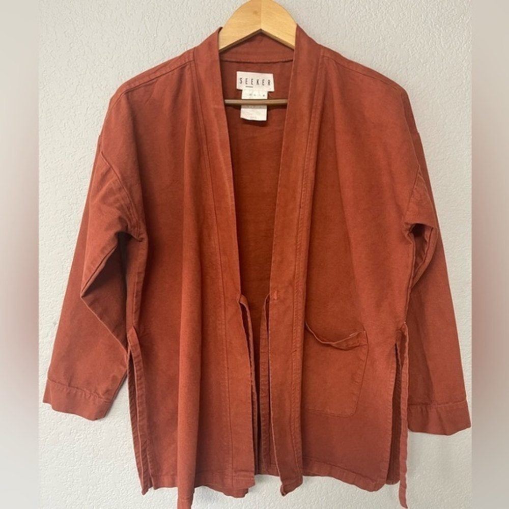 SEEKER Gee GI Jacket Unisex Jacket Kimono Cotton Hemp Boho in Rust Orange Size M
